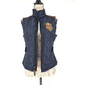 Ralph Lauren Vest Quilted Equestrian Suede Trim Ribbed Side Medium